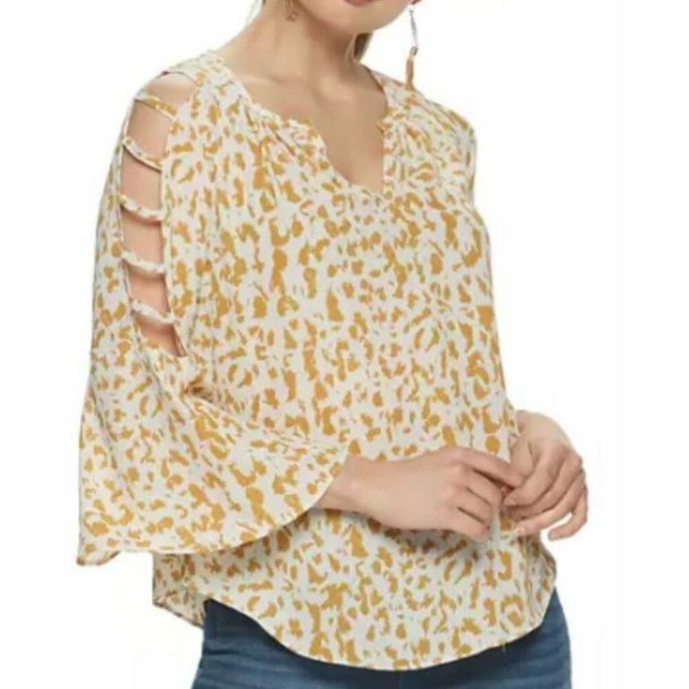 Women's Gold Patterned Top Small